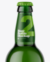 Green Glass Bottle With Lager Beer Mockup