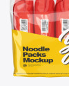 5 Noodle Packs Mockup - Front View (High-Angle Shot)