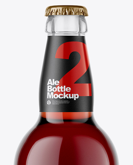 Clear Glass Bottle With Red Ale Mockup