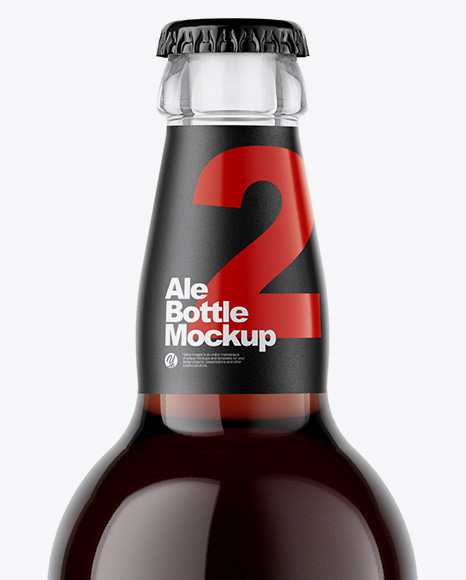 Clear Glass Bottle With Brown Ale Mockup