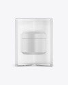 Cosmetic Jar in Transparent Box Mockup - Front View