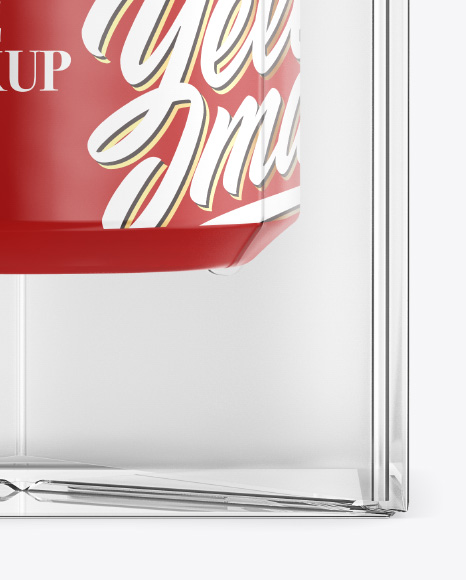 Cosmetic Jar in Transparent Box Mockup - Front View