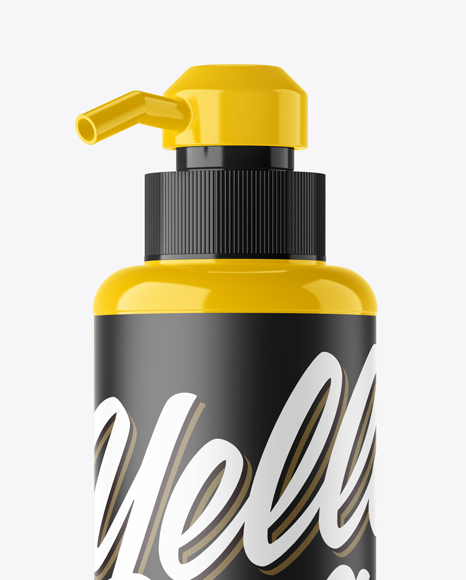 Glossy Cosmetic Bottle with Pump Mockup