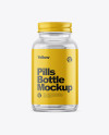 Clear Glass Bottle With White Pills Mockup