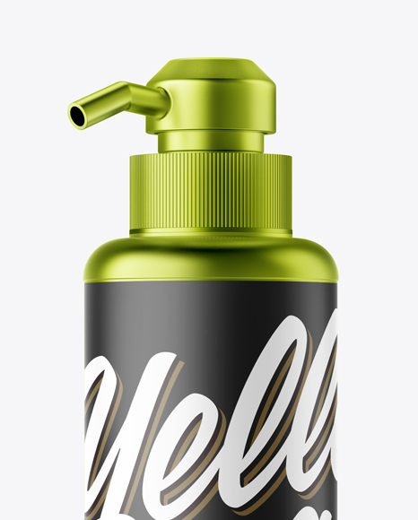 Metallic Cosmetic Bottle with Pump Mockup