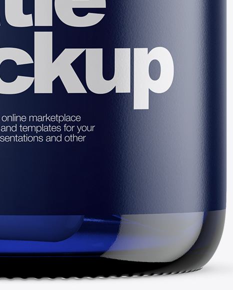 Blue Glass Bottle With Pills Mockup