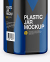 Plastic Jar in Glossy Shrink Sleeve Mockup - Half Side View