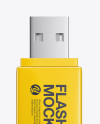 Glossy USB Flash Drive Mockup - Top VIew