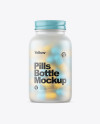 Frosted Glass Bottle With Pills Mockup