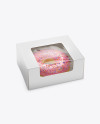 Box W/ Donut Mockup - Half Side View (High Angle Shot)