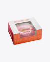 Box W/ Donut Mockup - Half Side View (High Angle Shot)