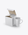 Opened Box With Mug Mockup-Half Side View (High-Angle Shot)