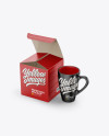 Opened Box With Mug Mockup-Half Side View (High-Angle Shot)