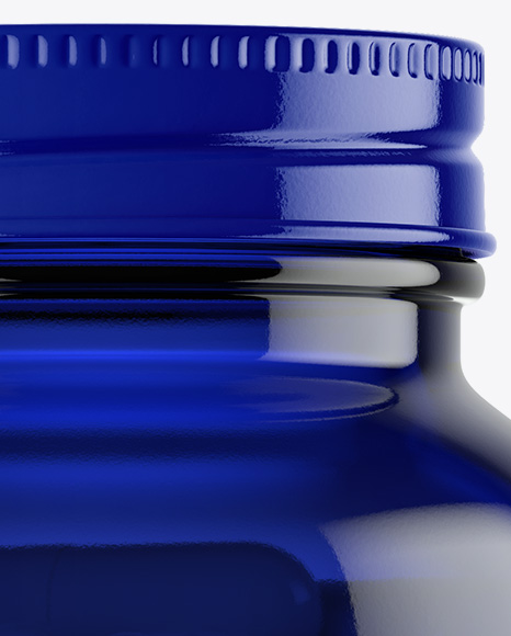 Dark Blue Glass Bottle With Pills Mockup