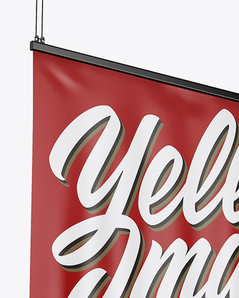 Matte Banner Mockup - Half Side View