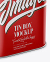 Matte Square Tin Box Mockup - Half Side View (High-Angle Shot)