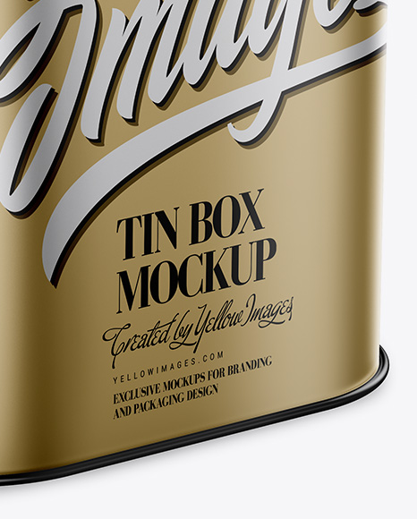 Metallic Square Tin Box Mockup - Half Side View (High-Angle Shot)