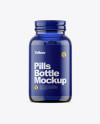 Blue Glass Bottle With Pills Mockup