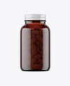 Amber Glass Bottle With Pills Mockup