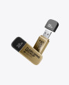 Two Metallic USB Flash Drives Mockup