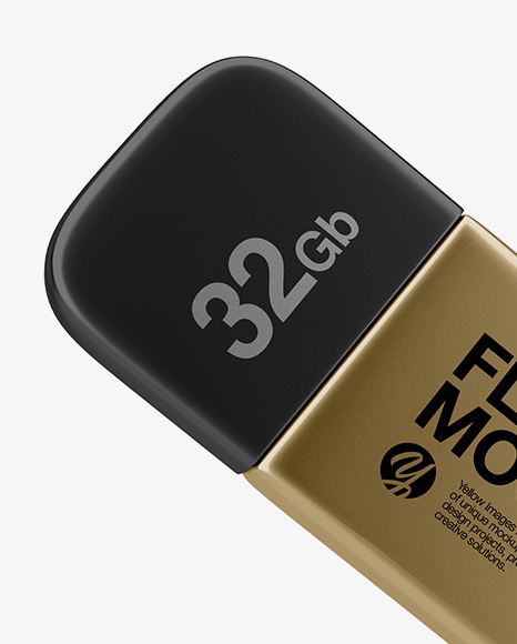 Two Metallic USB Flash Drives Mockup