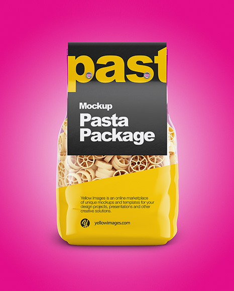 Ruote Pasta with Paper Label Mockup - Front View