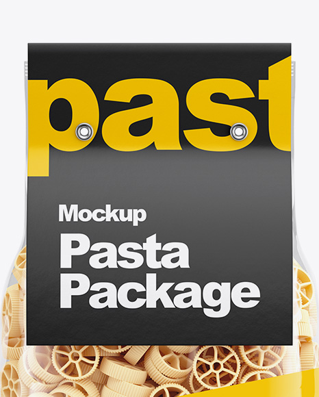 Ruote Pasta with Paper Label Mockup - Front View