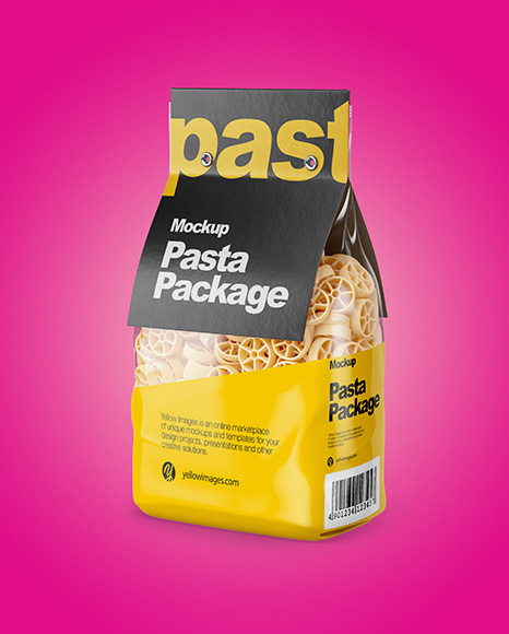 Ruote Pasta with Paper Label Mockup - Half Side View