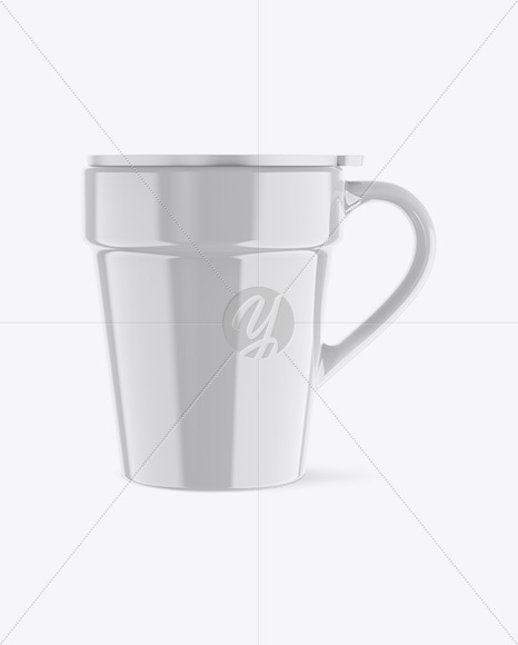 Glossy Mug w/ Cap Mockup - Front View