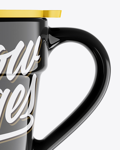 Glossy Mug w/ Cap Mockup - Front View