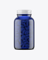 Blue Glass Bottle With Pills Mockup