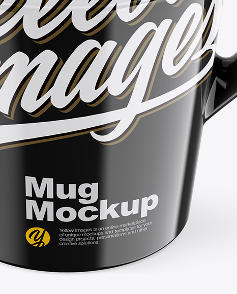 Glossy Mug w/ Cap Mockup - Front View (High-Angle Shot)