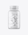 Frosted Glass Bottle With White Pills Mockup