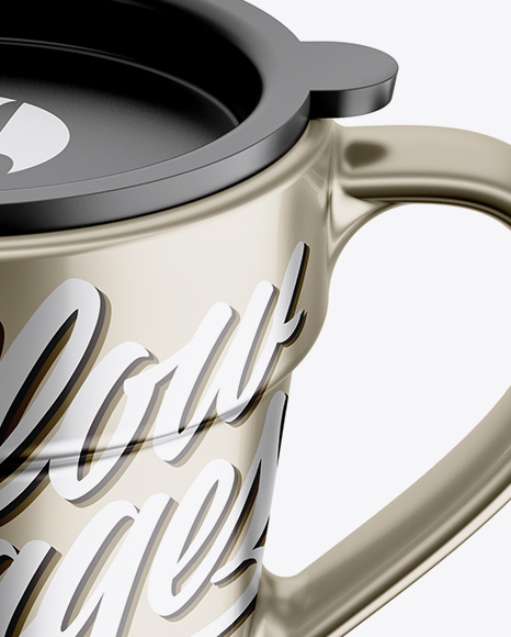 Metallic Mug w/ Cap Mockup - Front View (High-Angle Shot)