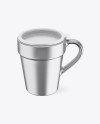 Matte Metallic Mug w/ Cap Mockup - Front View (High-Angle Shot)