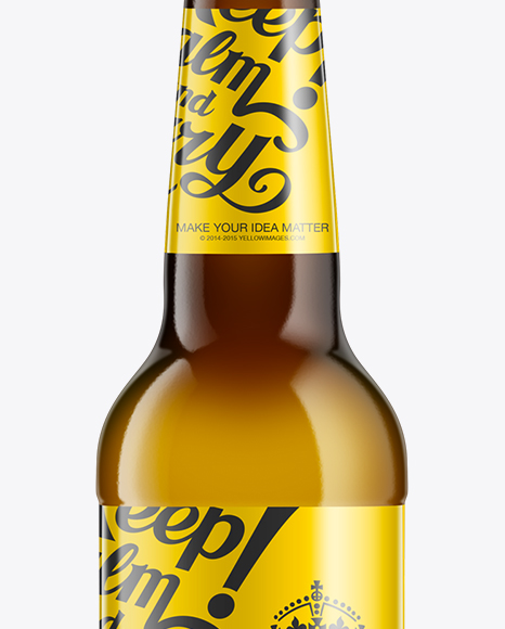 330ml Amber Bottle with Light Beer Mockup