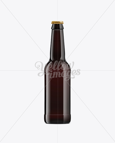 330ml Black Amber Bottle with Dark Beer Mockup