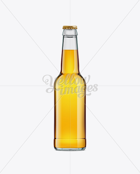 330ml Clear Glass Bottle with Gold Beer Mockup