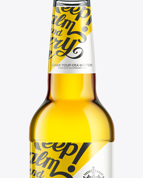 330ml Clear Glass Bottle with Gold Beer Mockup