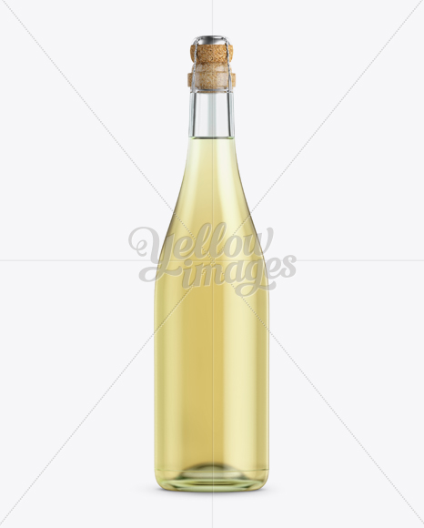 Clear Glass Lambrusco Bottle w/ White Wine Mockup