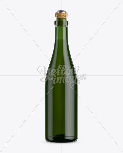 Green Glass Lambrusco Wine Bottle Mockup