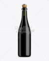 Dark Green Glass Lambrusco Bottle w/ Red Wine Mockup