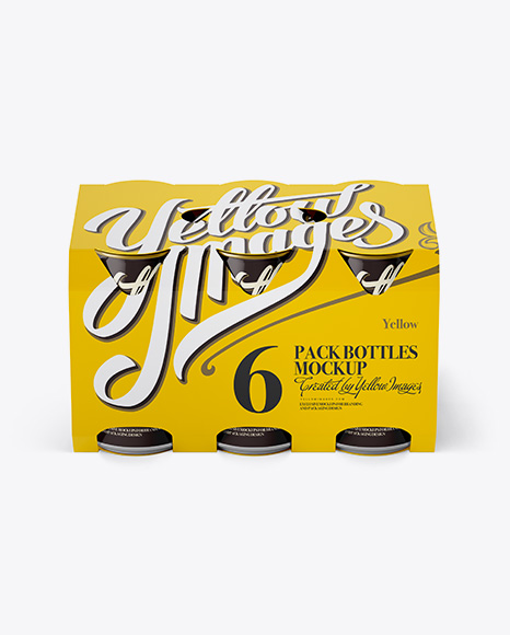 White Paper 6 Pack 0.33L Cans Carrier Mockup - Front View (High-Angle Shot)