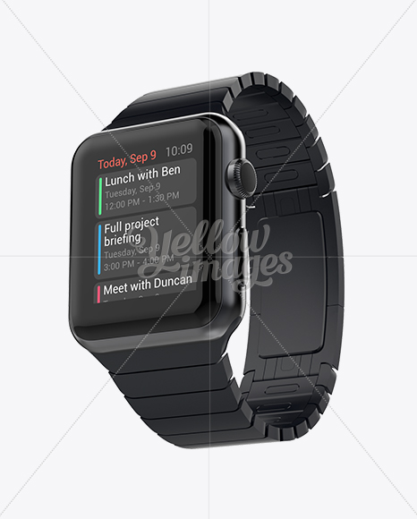 Apple Watch with Space Black Link Bracelet Mockup