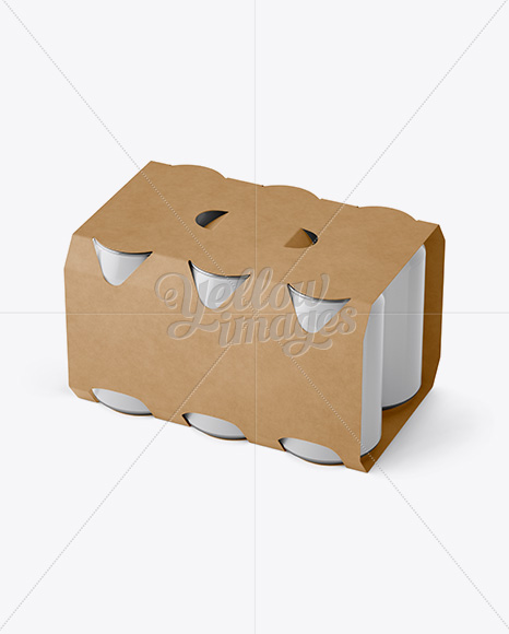 Carton 6 Pack 0.33L Cans Carrier Mockup - Halfside View (High-Angle Shot)