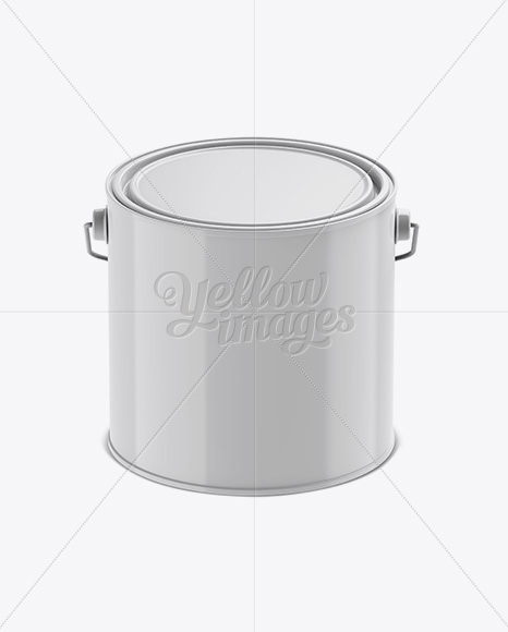 3L Glossy Metallic Paint Bucket Mockup - Front View (High-Angle Shot)