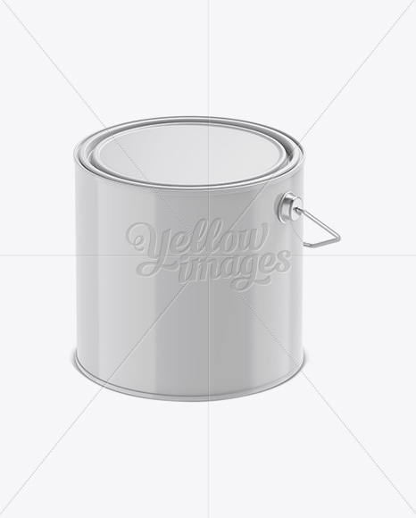 3L Glossy Metallic Paint Bucket Mockup - Halfside View (High-Angle Shot)