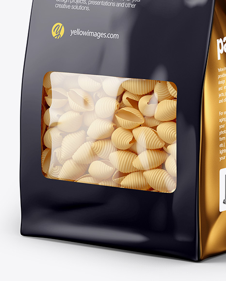 Paper Bag with Conchiglie Pasta Mockup - Half Side View - Free Download