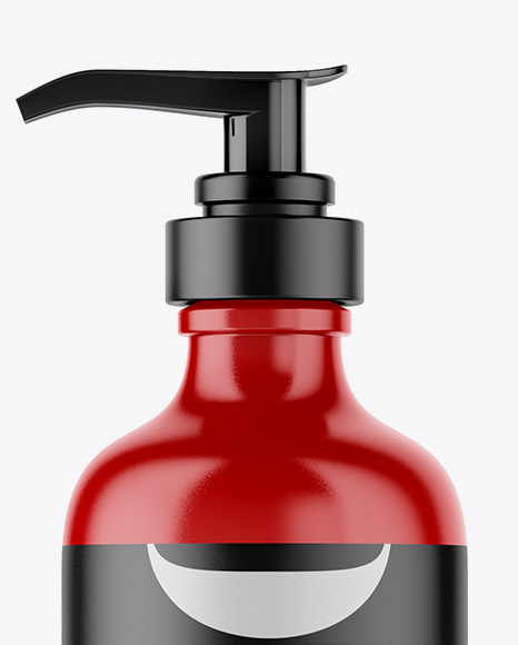 Glossy Cosmetic Bottle w/ Pump Mockup