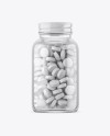 Clear Glass Bottle With White Pills Mockup